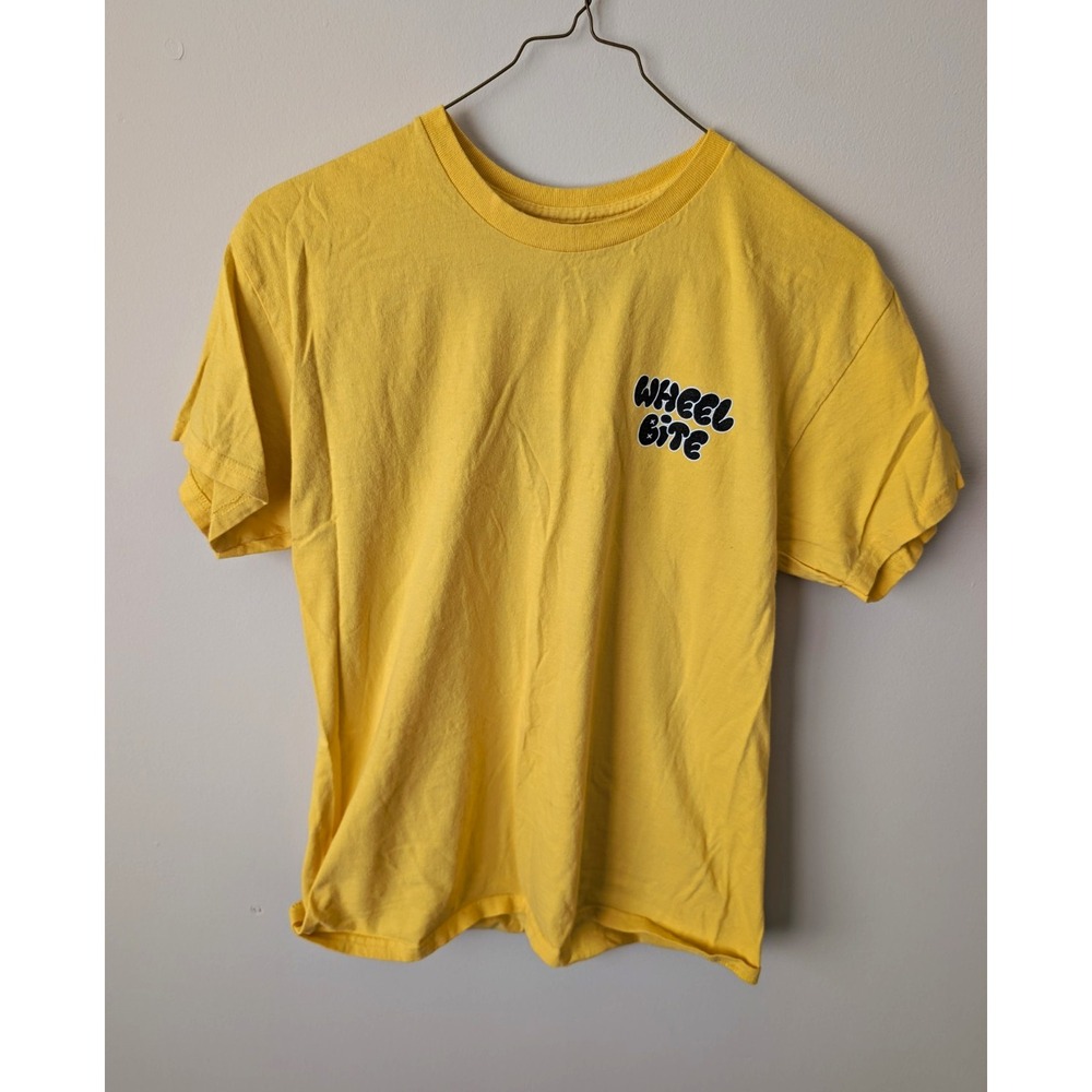 Wheel Bite Stay Focused Skeleton Skateboard Graphic Tee Yellow Large